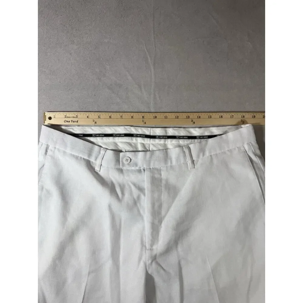 STACY ADAMS SOLID DRESS PANTS – TIMELESS WHITE SOPHISTICATION & COMFORT 38W32
